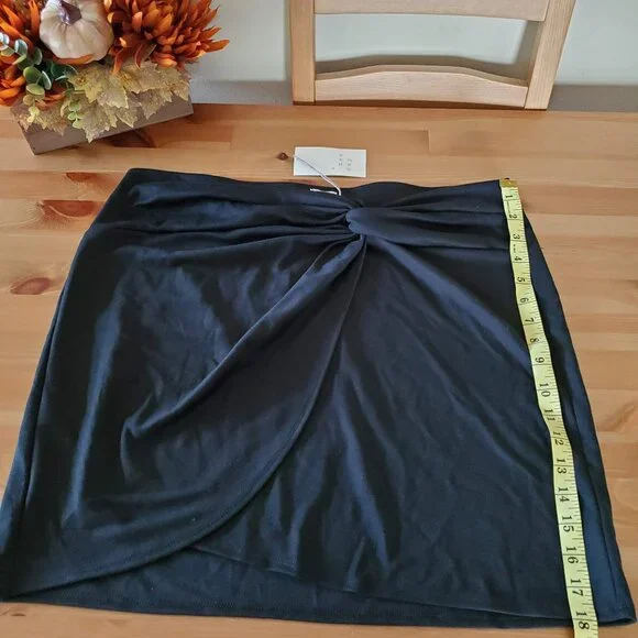 A New Day - Women's Ruched Ponte Mini Skirt - Black Size L - Picture 6 of 11